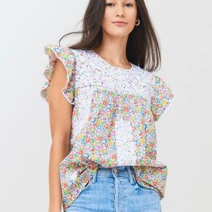 NWOT Tuckernuck J Marie Embroidered Floral Top NO RUFFLE
